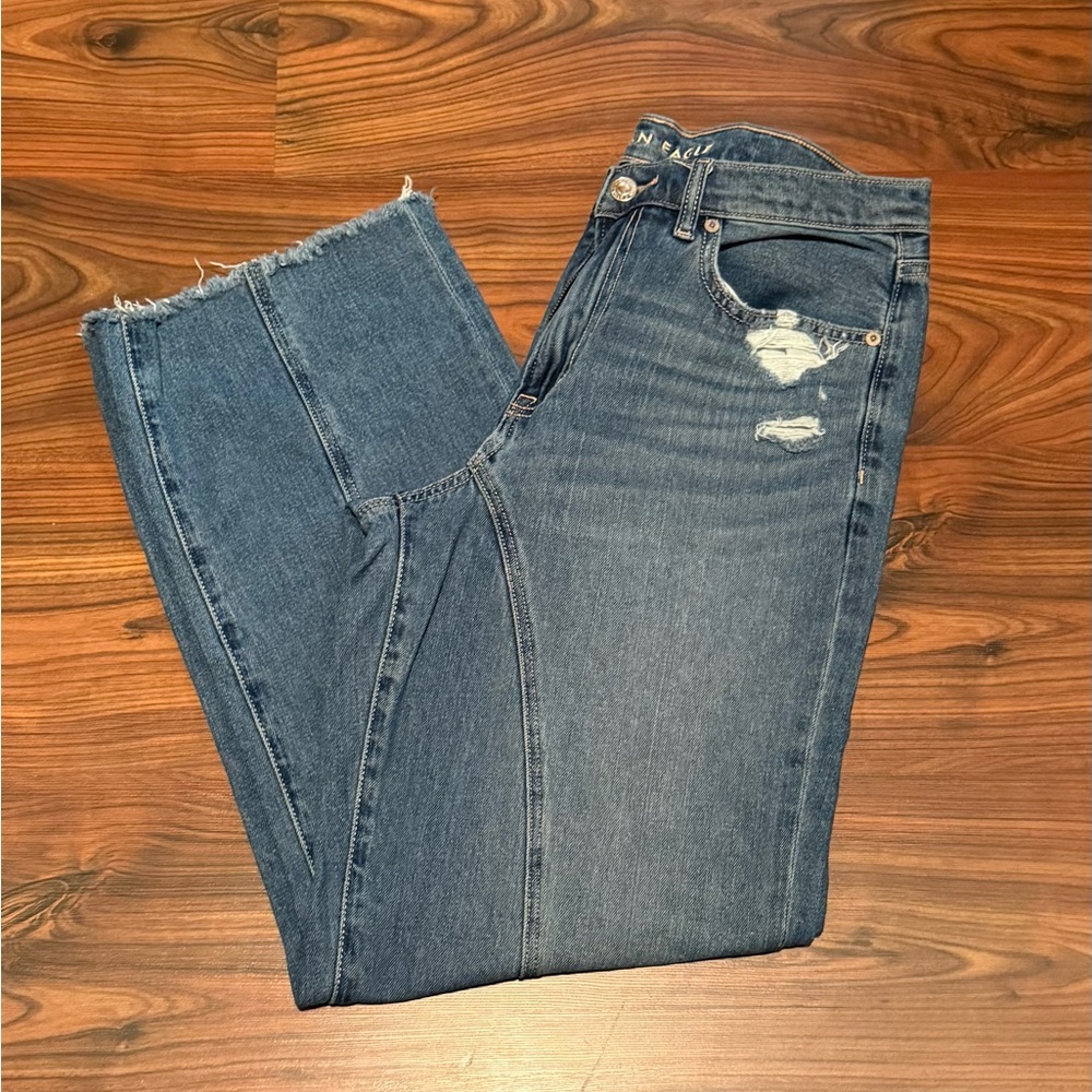 American Eagle Outfitters Blue Distressed Ankle Jeans